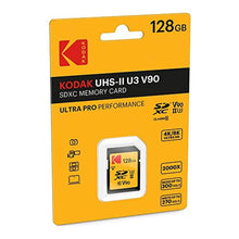 Load image into Gallery viewer, Kodak 128GB UHS-II U3 V90 Ultra Pro SDXC Memory Card - Up to 3000MB/s Read Speed and 270MB/s Write Speed, Black_7997
