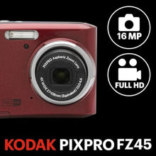 Load image into Gallery viewer, KODAK PIXPRO FZ45 16MP Compact Digital Camera, 4X Optical Zoom, AA, Red_2550
