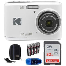 Load image into Gallery viewer, KODAK Pixpro FZ45 Digital Camera Bundle, Includes: SanDisk 32GB Memory Card, Spare Batteries, Hard Shell Camera Case and Card Reader (5 Items) (White)_1
