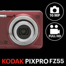 Load image into Gallery viewer, KODAK PIXPRO FZ55 16MP Compact Digital Camera, 5X Optical Zoom, Red_102
