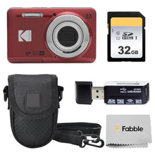 Load image into Gallery viewer, KODAK PIXPRO FZ55 16MP Digital Point &amp; Shoot Camera, 5X Optical Zoom, 28mm Wide Angle, 1080P Full HD Video, Bundle with 32GB SD Card, Protective Case, and Hi-Speed Card Reader (Red)_1
