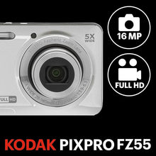 Load image into Gallery viewer, KODAK PIXPRO FZ55-SL 16MP CMOS Sensor Digital Camera 5X Optical Zoom 28mm Wide Angle 1080P Full HD Video 2.7&quot; LCD Vlogging Camera
