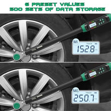Load image into Gallery viewer, KOEORWS 1/2 Inch Drive Digital Torque Wrench, 12.53-250.7Ft.lb/17-340N.m, Long Electronic Torque Wrench with Preset Value, Buzzer &amp; LED Indicator, 2% Accuracy for Bike, Motorcycles, Car, Green_6865
