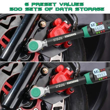 Load image into Gallery viewer, KOEORWS 3/8" Drive Digital Torque Wrench, 5.02-99.57Ft.lb/6.8-135N.m, Long Electronic Torque Wrench with Preset Value, Buzzer &amp; LED Indicator, 2% Accuracy for Bike, Motorcycles, Green_6633
