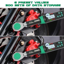 Load image into Gallery viewer, KOEORWS Torque Screwdriver 3/8 Inch Drive Digital Torque Wrench, 2.21-44.25Ft.lb/3-60N.m, with Preset Value, Buzzer &amp; LED Indicator, 2% Accuracy Torque Wrench for Bike, Motorcycles, Green_6631
