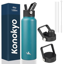 Load image into Gallery viewer, Konokyo 40 oz Insulated Stainless Steel Water Bottle with Straw Lid, LightBlue_1
