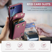 Load image into Gallery viewer, Konstreet for Samsung Galaxy Z Flip 7 Case Crossbody Retro PU Leather Flip Case with Magnetic Closure and Card Holder Strap Wristlet for Men Women (Red)_3525
