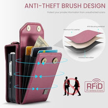 Load image into Gallery viewer, Konstreet for Samsung Galaxy Z Flip 7 Case Crossbody Retro PU Leather Flip Case with Magnetic Closure and Card Holder Strap Wristlet for Men Women (Red)_3526
