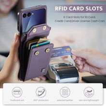 Load image into Gallery viewer, Konstreet for Samsung Galaxy Z Flip 7 Case Crossbody Retro PU Leather Flip Case with Magnetic Closure and Card Holder Strap Wristlet for Men Women (Purple)_3627
