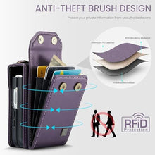 Load image into Gallery viewer, Konstreet for Samsung Galaxy Z Flip 7 Case Crossbody Retro PU Leather Flip Case with Magnetic Closure and Card Holder Strap Wristlet for Men Women (Purple)_3628
