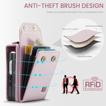 Load image into Gallery viewer, Konstreet for Samsung Galaxy Z Flip 7 Case Crossbody Retro PU Leather Flip Case with Magnetic Closure and Card Holder Strap Wristlet for Men Women (Pink)_3649
