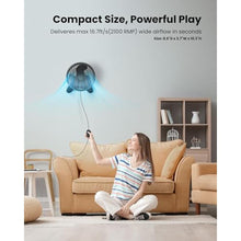 Load image into Gallery viewer, Koonie 8'' Wall Mount Fan, Quiet Small Fan with Timer, 8.2ft Wired Remote, BlackFan_7355
