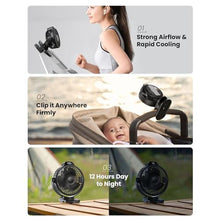 Load image into Gallery viewer, Koonie Portable Clip On Fan, Small Rechargeable Battery Operated, 3 Speed Mini clamp Fan With LED Display, 360 Rotate Personal Cooling Desk Fan for Stroller Bed Travel Camping Golf Gym_2133
