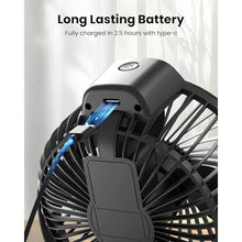 Load image into Gallery viewer, Koonie Portable Clip On Fan, Small Rechargeable Battery Operated, 3 Speed Mini clamp Fan With LED Display, 360 Rotate Personal Cooling Desk Fan for Stroller Bed Travel Camping Golf Gym_2136
