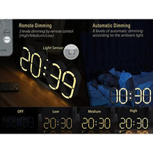 Load image into Gallery viewer, KOSUMOSU Digital Clock 3D Led Wall Clock 9.7" Desk Clock Led Clock for Living Room Bedroom,Remote Control 12/24H Temperature Nightlight Large Display, inLedClockwarmLight_6889
