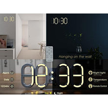 Load image into Gallery viewer, KOSUMOSU Digital Clock 3D Led Wall Clock 9.7" Desk Clock Led Clock for Living Room Bedroom,Remote Control 12/24H Temperature Nightlight Large Display, inLedClockwarmLight_6890
