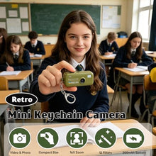 Load image into Gallery viewer, KoveYzao 1080P Keychain Camera with 8GB Card, Retro 2MP Mini Digicam, ArmyGreen_952
