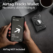Load image into Gallery viewer, kullder Men's Minimalist Wallet with AirTag Holder, Black, RFID Blocking, Aluminum, Kickstand, Holds up to 15 Cards, Bi-Fold, Faux Leather_3091
