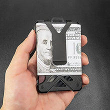 Load image into Gallery viewer, kullder Men's Minimalist Wallet with AirTag Holder, Black, RFID Blocking, Aluminum, Kickstand, Holds up to 15 Cards, Bi-Fold, Faux Leather_3094
