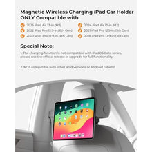 Load image into Gallery viewer, KUXIU Magnetic Wireless Charging Car Headrest Holder for iPad Pro 12.9/Air 13 M2/M3, Adjustable Long Arm Tablet Mount Back Seat for Kids, Road Trip Essentials Stand for iPad Pro 12.9'' 3rd/4th/5th/6th, Black_122
