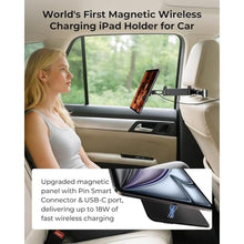 Load image into Gallery viewer, KUXIU Magnetic Wireless Charging Car Headrest Holder for iPad Pro 12.9/Air 13 M2/M3, Adjustable Long Arm Tablet Mount Back Seat for Kids, Road Trip Essentials Stand for iPad Pro 12.9'' 3rd/4th/5th/6th, Black_123
