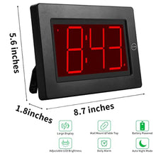 Load image into Gallery viewer, KWANWA Large Digital Alarm Clock, 3" LED Display Battery Operated, Dimmable Auto Night Mode, Easy to Read for Seniors Visually Impaired, Cordless Wall Clock or Table Clock for Bedroom Kitchen Office, BlackCaseredLedDigit_8733
