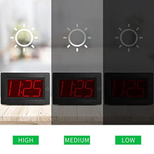 Load image into Gallery viewer, KWANWA Large Digital Alarm Clock, 3" LED Display Battery Operated, Dimmable Auto Night Mode, Easy to Read for Seniors Visually Impaired, Cordless Wall Clock or Table Clock for Bedroom Kitchen Office, BlackCaseredLedDigit_8734
