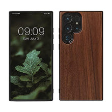 Load image into Gallery viewer, kwmobile Real Wood Case Compatible with Samsung Galaxy S23 Ultra Case - Hard Wooden Cover w/TPU Bumper - Dark Brown, darkbrown_1
