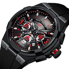 Load image into Gallery viewer, KXAITO Mens Watches Military Sport Waterproof Chronograph Watch Luminous Silicon Strap Casual Watches for Men Fashion Analog Quartz Business Wrist Watch Clock, 0349G Black&amp;Orange, Large, Chronograph_2209
