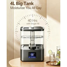 Load image into Gallery viewer, KZF 4L Top Fill Humidifiers for Bedroom &amp; 40H Runtime - Cool Mist Humidifier, 3 Mist Levels, 8H Timer, Essential Oil Tray, Humidity Display, Quiet for Baby, Plants, Large Room (Black, 4, Liters)_775
