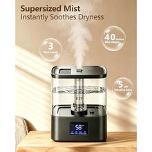 Load image into Gallery viewer, KZF 4L Top Fill Humidifiers for Bedroom &amp; 40H Runtime - Cool Mist Humidifier, 3 Mist Levels, 8H Timer, Essential Oil Tray, Humidity Display, Quiet for Baby, Plants, Large Room (Black, 4, Liters)_777
