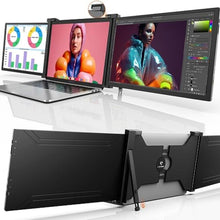 Load image into Gallery viewer, L LIMINK S20 15.4" Triple Portable Monitor for 15.6-18.5" Laptops | 1080P IPS HDR Dual Freestanding Narrow-Bezel Laptop Screen Extender | Compatible with MacOS &amp; Windows | Powered by USB-C &amp; HDMI, black_1
