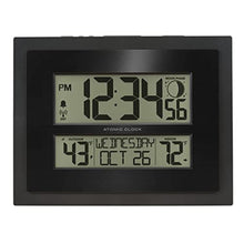 Load image into Gallery viewer, La Crosse Technology 513-75624-INT Digital Atomic Clock with Outdoor Temperature and Moon Phase,Black_1
