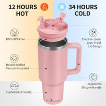 Load image into Gallery viewer, Labulabla 40oz Tumbler with Handle,Double Wall Vacuum Reusable Stainless Steel Insulated Water Bottle,With Leak Proof lid and Straw for Iced or Cold Beverages (light pink), LightPink_5168
