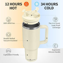 Load image into Gallery viewer, Labulabla 40oz Tumbler with Handle,Double Wall Vacuum Reusable Stainless Steel Insulated Water Bottle,With Leak Proof lid and Straw for Iced or Cold Beverages (Beige)_5113
