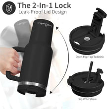 Load image into Gallery viewer, Labulabla 40oz Tumbler with Handle,Double Wall Vacuum Reusable Stainless Steel Insulated Water Bottle,With Leak Proof lid and Straw for Iced or Cold Beverages (Black)_5123
