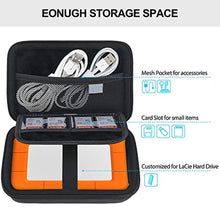 Load image into Gallery viewer, Lacdo Hard Drive Carrying Case for LaCie Rugged Mini/Rugged Thunderbolt USB 3.0 2.0 USB-C External Hard Drive Portable HDD 1TB 2TB 4TB 5TB EVA Shockproof Protective Storage Holder Travel Bag, Black_7941
