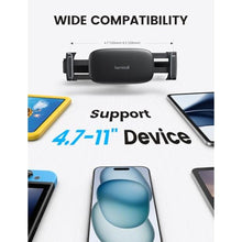 Load image into Gallery viewer, Lamicall Car Headrest Tablet Holder - [3 in 1 Extension Arm] Adjustable Tablet Car Mount for Back Seat, Gifts Road Trip Essentials for Kids, for 4.7-11" Devices, iPad Pro Air Mini, Galaxy, Fire HD, Black_8427
