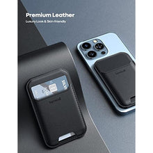 Load image into Gallery viewer, Lamicall Weighted Magnetic Phone Card Holder Wallet Stand for MagSafe 3 Cards Holder, Adjustable Apple iPhone Wallet Stand, Magnetic for iPhone 16/15/14/13 Series, Not for Mini, Mag Safe Accessory, Black_676
