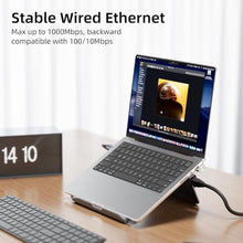 Load image into Gallery viewer, Laptop Docking Station Stand for Desk, 1.5ft 6 in 1 USB C Hub,4K60Hz HDMI, PD 100W, 3USB 3.0 Hub, Gigabit Ethernet,Aluminum Adjustable Docking Stand for MacBook Air/Pro/Surface/Lenovo, Gray_676
