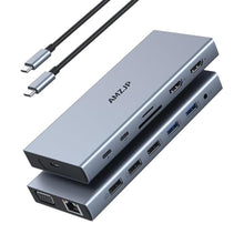 Load image into Gallery viewer, Laptop Docking Station with 2 HDMI/VGA, 100W PD, Ethernet, 5 USB-C Ports and Multi-Monitor Support for MacBook, Dell, HP, Lenovo, Surface, Greyin_1
