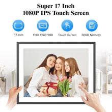 Load image into Gallery viewer, Large Digital Picture Frame 17" Digital Photo Frame - 1280x960 IPS Touch Screen, 32GB Smart Picture Frame, Motion Sensor, Auto-Rotate, Wall-Mounted, Share Photos Videos via App, Gifts for Women Men_1701
