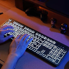 Load image into Gallery viewer, Large Print Backlit Wireless Keyboard and Mouse, 2.4G Full Size Keyboard and Mouse Combo with Big Letters and Backlight Key, Easy to See Big Letters, Light Up Keyboard for Windows, PC, Laptop, Desktop, Black_6555
