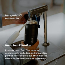 Load image into Gallery viewer, LARQ PureVis 2 Smart UV Self-Cleaning Insulated Water Bottle Filter Straw | Reusable stainless steel water bottle with handle, app water intake tracking, BPA-free, leakproof, 24h cold. 23 oz, O. Black, ObsidianBlack_431
