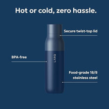 Load image into Gallery viewer, LARQ Twist Top Reusable Insulated Stainless Steel Water Bottle, Metal Water Bottle for Men, Women, Kids, 100% Leakproof, BPA Free, No Straw Travel, Gym, Office, School 25 oz, Monaco Blue, MonacoBlue_5907
