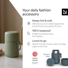 Load image into Gallery viewer, LARS NYSM Stainless Steel Vacuum Insulated Food Jar - Leakproof Lunch Pot &amp; Lunch Jar for Hot and Cold Food, Wide Mouth, Portable Soup Container for Work &amp; Travel (Stone Blue, 17oz), StoneBlue_473
