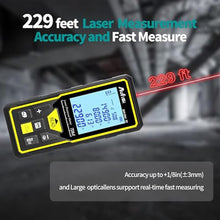 Load image into Gallery viewer, Laser Measure, Aufisi 229FT/100M Multifunctional Laser Measuring Tool M/in/Ft Unit Switching Backlit LCD Laser Distance Meter Area Volume Angle Sensor and Pythagorean Mode, Mens Gadgets, Yellow_6379
