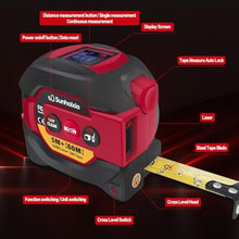 Load image into Gallery viewer, Laser Tape Measure 3 in 1 with Laser Level Crosshairs |196ft/60m Laser Distance+16ft/5m AutoLock Tape |Backlit LCD Display (Ft/Inch/M/mm) |for DIY,Construction, Interior Design (Red)_2
