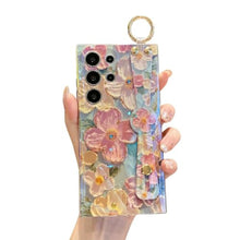 Load image into Gallery viewer, Lastma for Samsung Galaxy S24 Ultra Case 6.8" Cute with Wrist Strap Kickstand Glitter Bling Cartoon IMD Soft TPU Shockproof Protective Phone Case Cover for Girls and Women - Green Flower, GreenFlower_1
