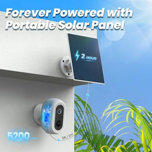 Load image into Gallery viewer, Laview 2K Solar Security Cameras Wireless Outdoor, Rechargeable Battery Wifi Cameras for Home Security with Spotlight Color Night Vision,Siren Alarm,AI Human Detection,IP65,2-Way Talk,Cloud/SD Storage, White_1485
